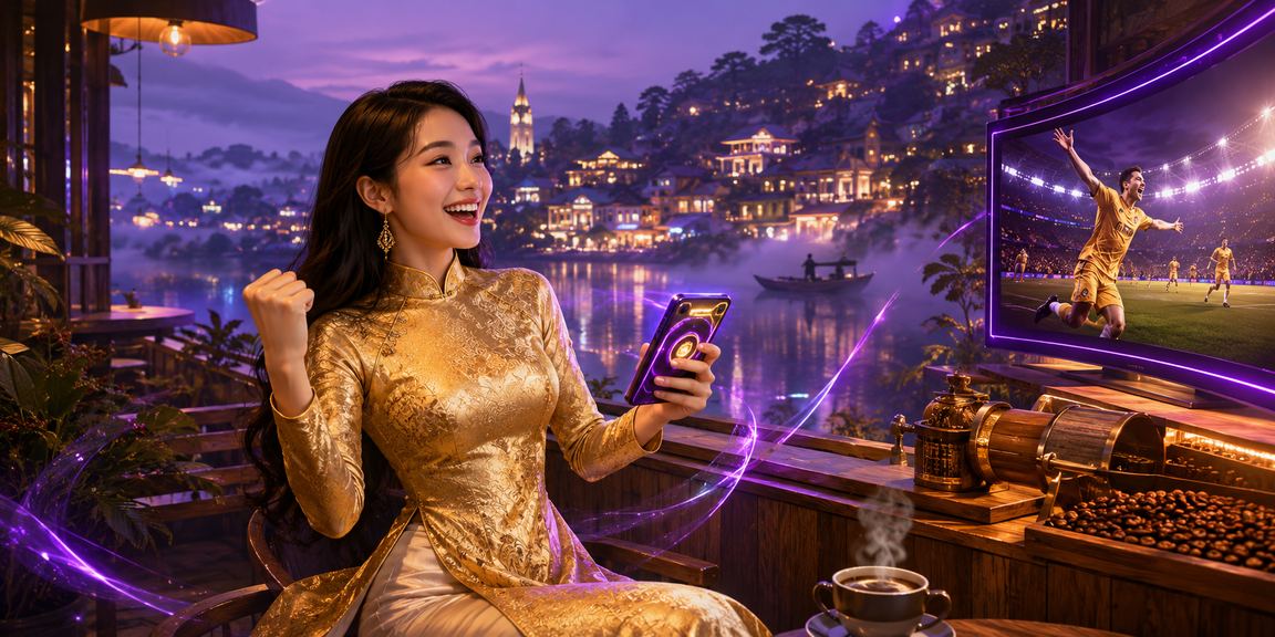 Người chơi Đà Lạt mặc áo dài xem tỷ lệ kèo cá cược trên màn hình